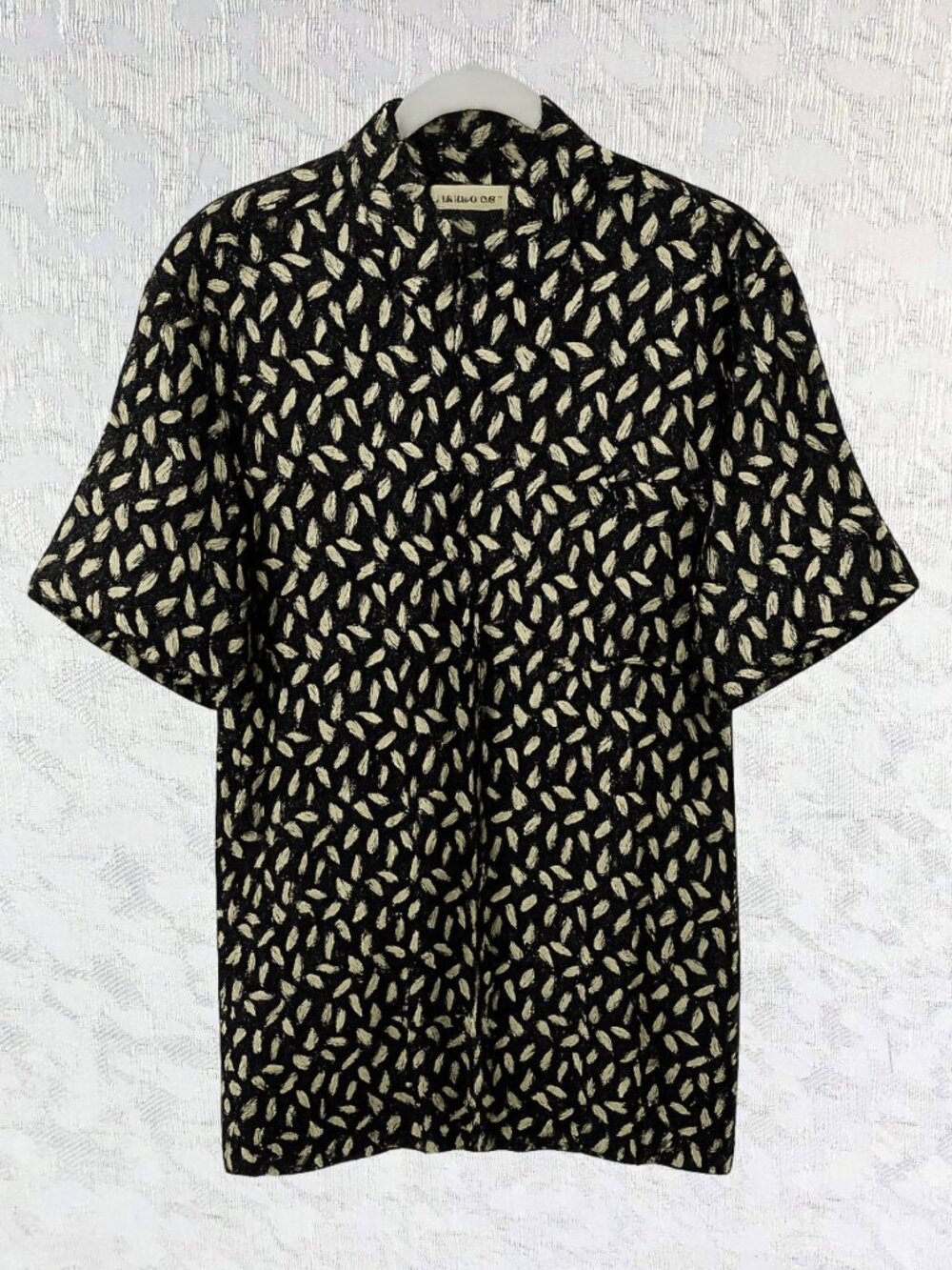 Munsingwear Vintage Rayon Geometric Button Down Shirt Black & White Men’s Size M